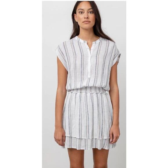 Rails Womens Angelina Ryland Stripe Dress Size XS Mini White Rainbow Beachy Boho - Picture 1 of 15